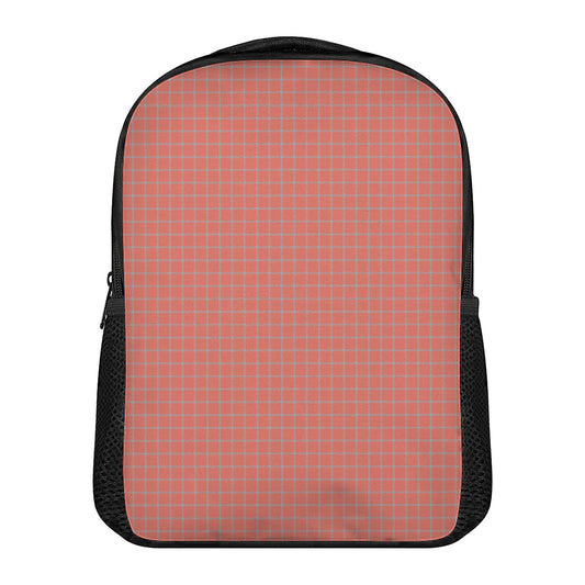 Pastel Red And Grey Tattersall Print Casual Backpack