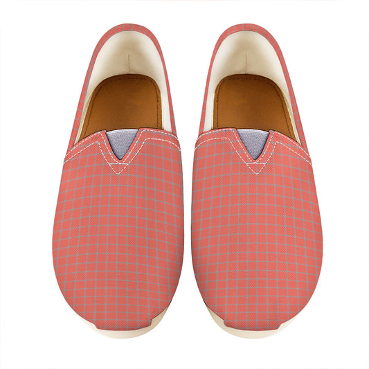 Pastel Red And Grey Tattersall Print Casual Shoes