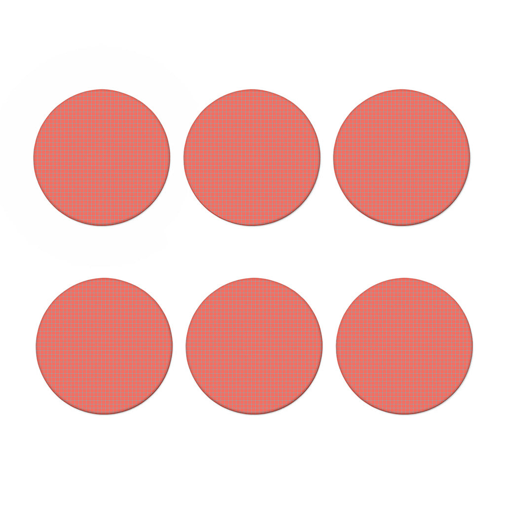 Pastel Red And Grey Tattersall Print Coaster Set
