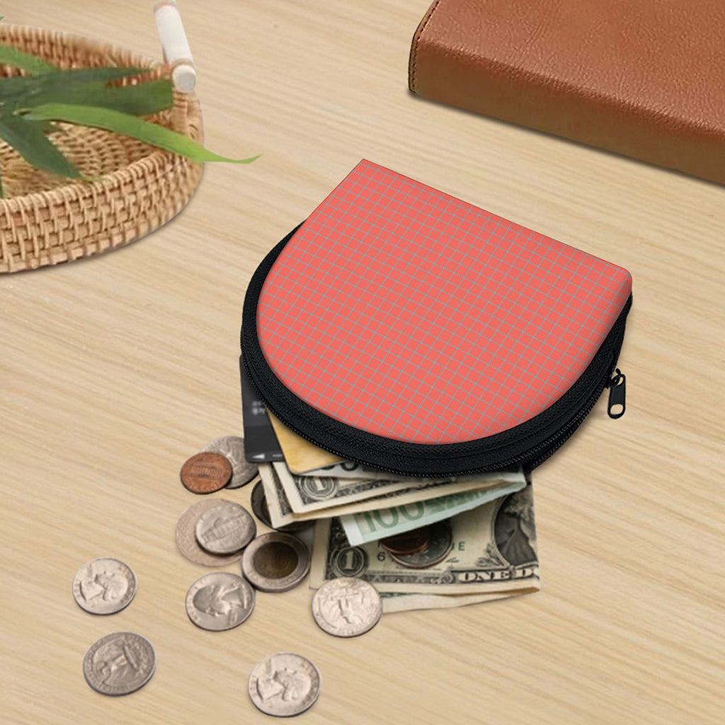 Pastel Red And Grey Tattersall Print Coin Purse