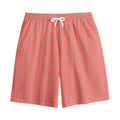 Pastel Red And Grey Tattersall Print Cotton Shorts