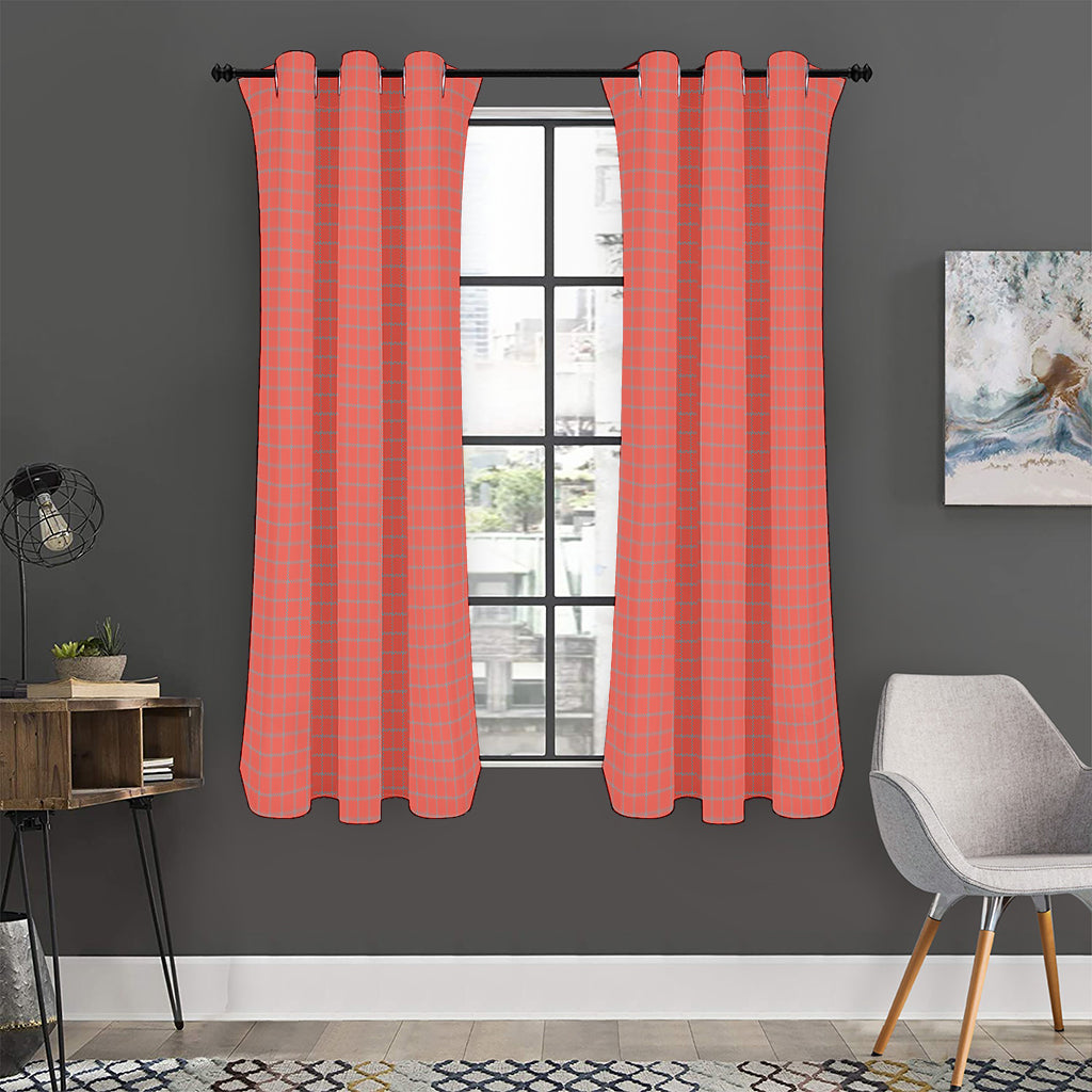 Pastel Red And Grey Tattersall Print Curtain