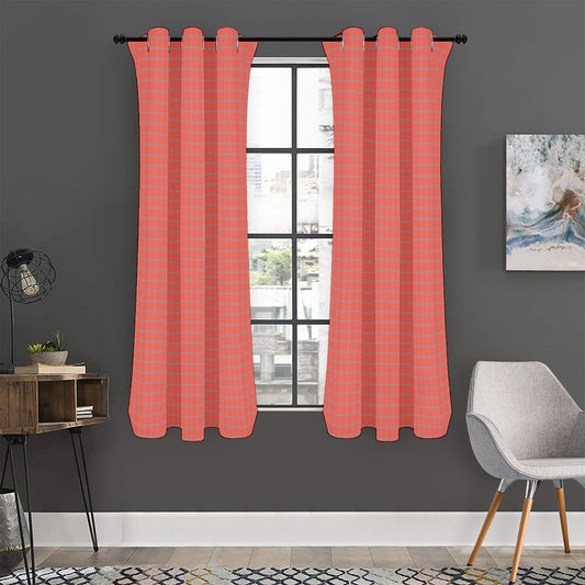 Pastel Red And Grey Tattersall Print Curtain