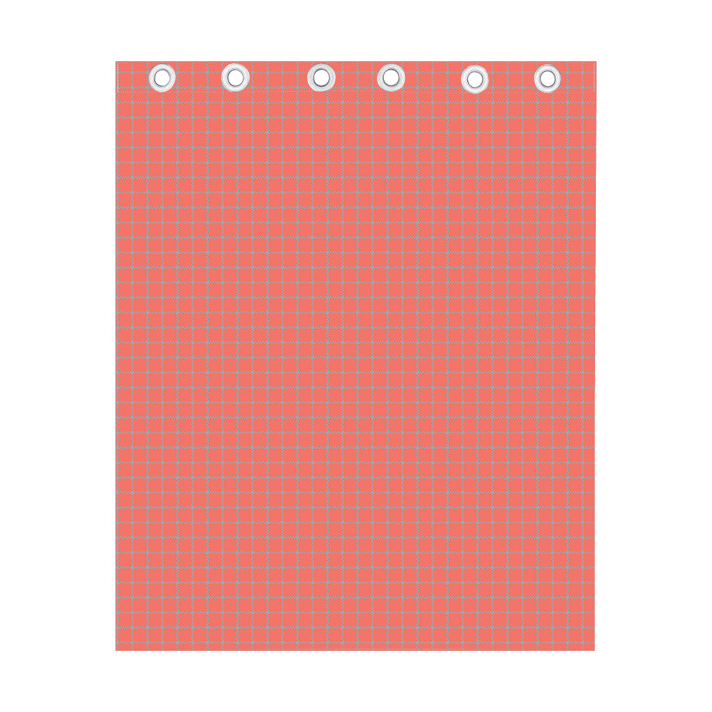 Pastel Red And Grey Tattersall Print Curtain