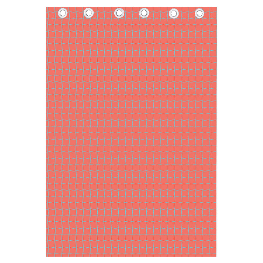 Pastel Red And Grey Tattersall Print Curtain