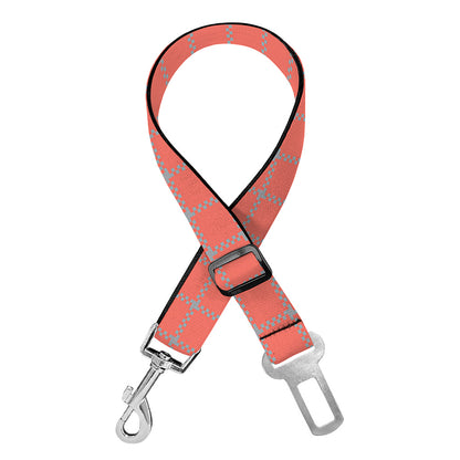 Pastel Red And Grey Tattersall Print Dog Seat Belt