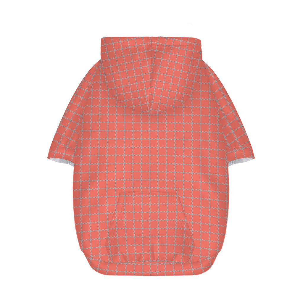 Pastel Red And Grey Tattersall Print Dog Zip Up Hoodie