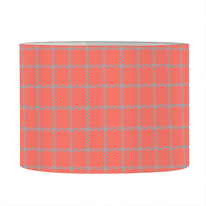 Pastel Red And Grey Tattersall Print Drum Lamp Shade