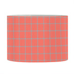 Pastel Red And Grey Tattersall Print Drum Lamp Shade