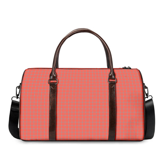 Pastel Red And Grey Tattersall Print Duffle Bag