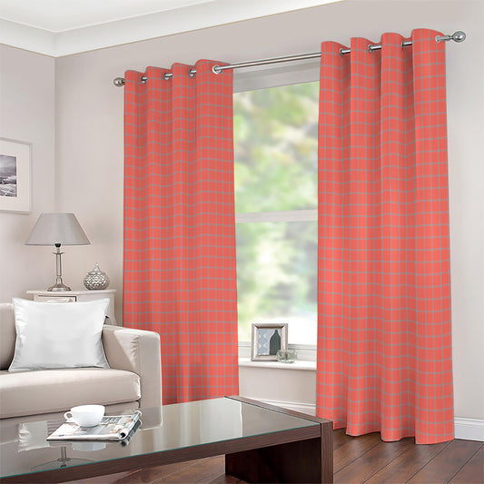 Pastel Red And Grey Tattersall Print Extra Wide Grommet Curtains