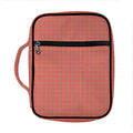 Pastel Red And Grey Tattersall Print Front Pocket Bible Bag