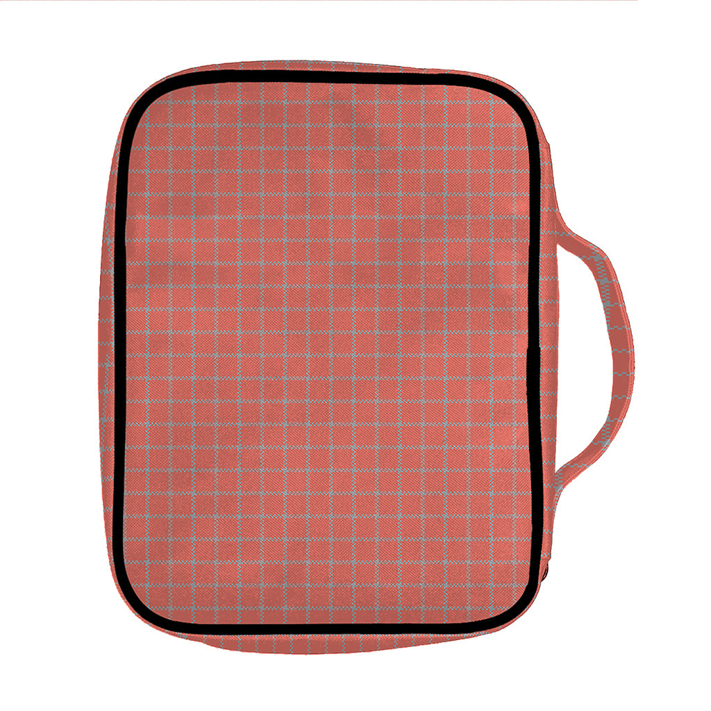 Pastel Red And Grey Tattersall Print Front Pocket Bible Bag