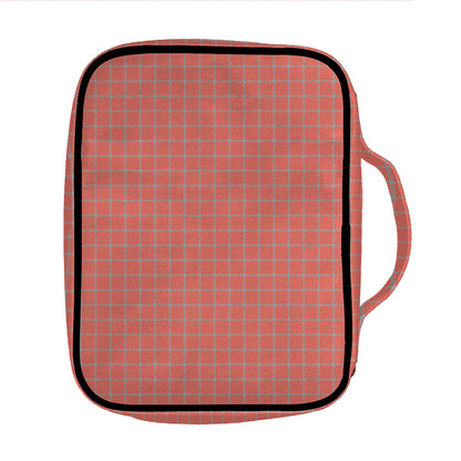 Pastel Red And Grey Tattersall Print Front Pocket Bible Bag