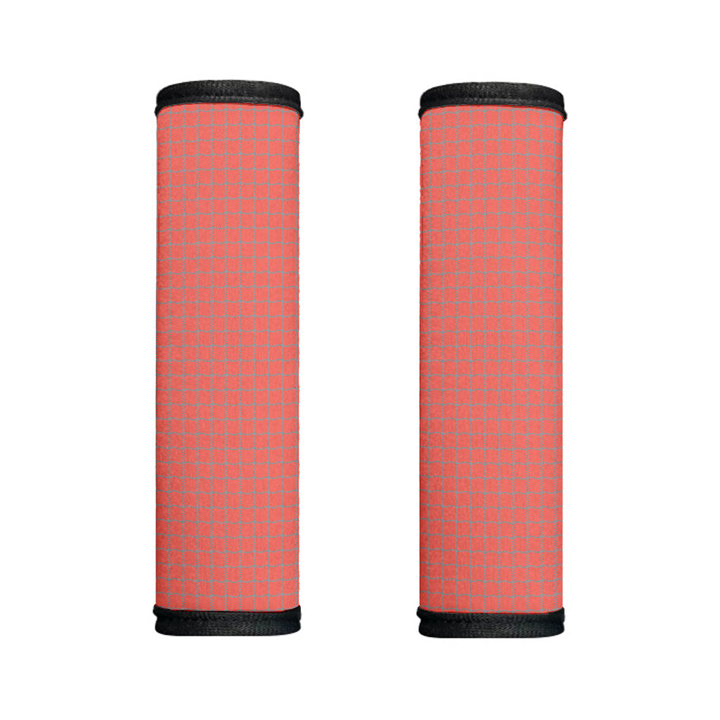 Pastel Red And Grey Tattersall Print Handle Covers