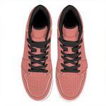 Pastel Red And Grey Tattersall Print High Top Leather Sneakers