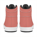 Pastel Red And Grey Tattersall Print High Top Leather Sneakers