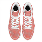 Pastel Red And Grey Tattersall Print High Top Leather Sneakers