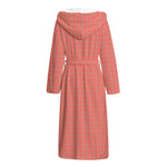 Pastel Red And Grey Tattersall Print Hooded Bathrobe