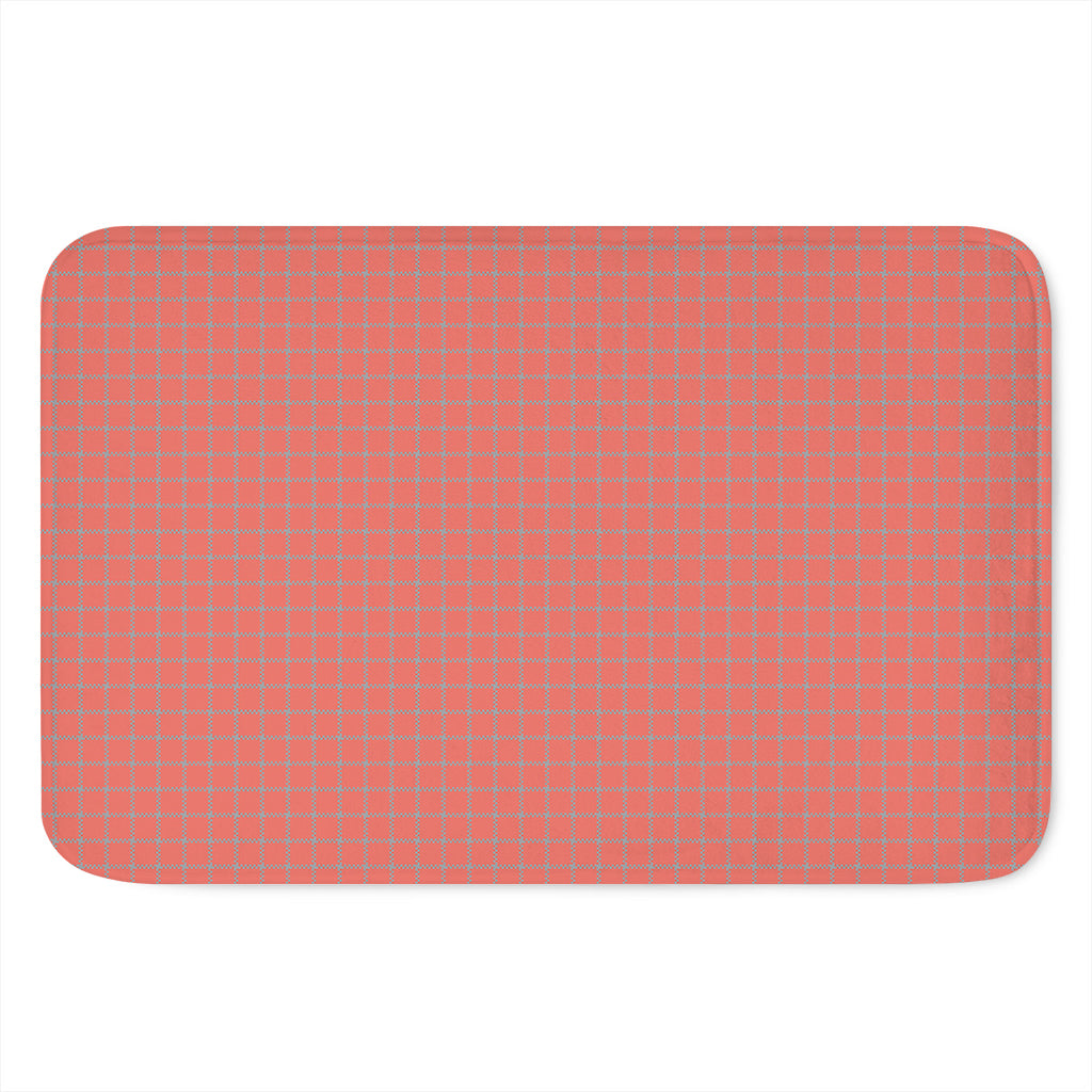 Pastel Red And Grey Tattersall Print Indoor Door Mat