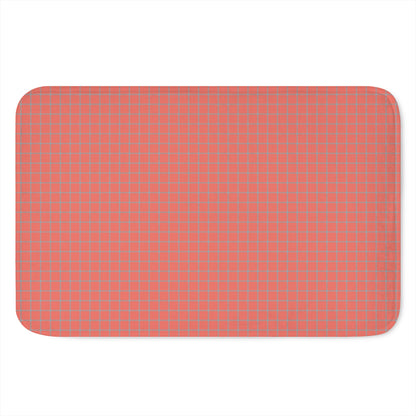 Pastel Red And Grey Tattersall Print Indoor Door Mat
