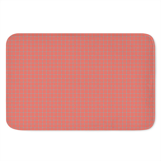 Pastel Red And Grey Tattersall Print Indoor Door Mat