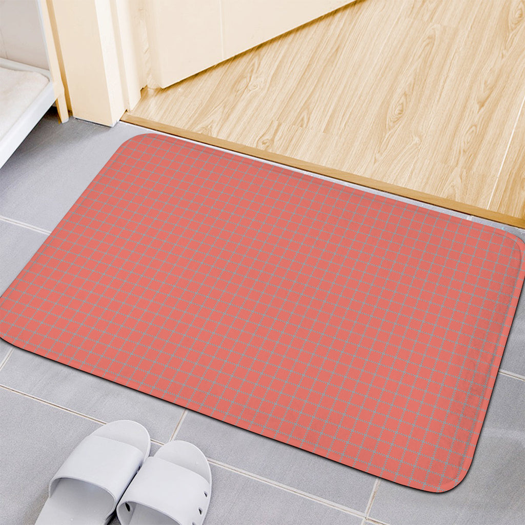 Pastel Red And Grey Tattersall Print Indoor Door Mat