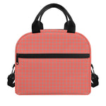 Pastel Red And Grey Tattersall Print Insulated Lunch Bag