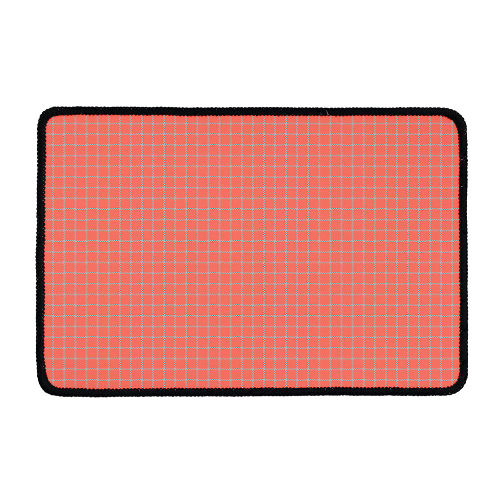 Pastel Red And Grey Tattersall Print Kitchen Mat