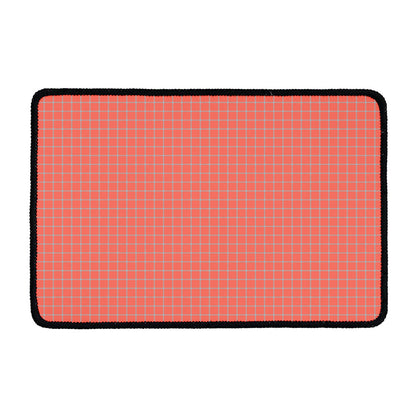 Pastel Red And Grey Tattersall Print Kitchen Mat