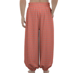 Pastel Red And Grey Tattersall Print Lantern Pants