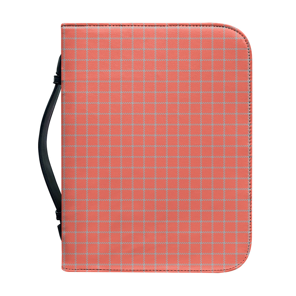 Pastel Red And Grey Tattersall Print Leather Bible Cover