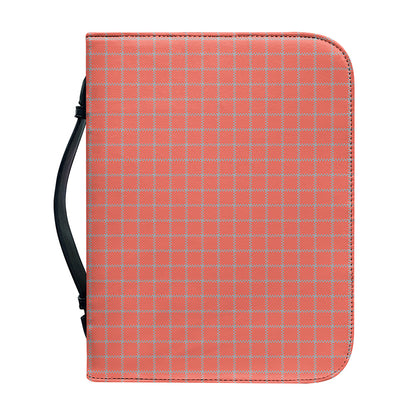 Pastel Red And Grey Tattersall Print Leather Bible Cover