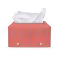 Pastel Red And Grey Tattersall Print Leather Tissue Box Cover