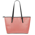 Pastel Red And Grey Tattersall Print Leather Tote Bag With Zipper