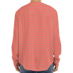Pastel Red And Grey Tattersall Print Long Sleeve Baseball Jersey