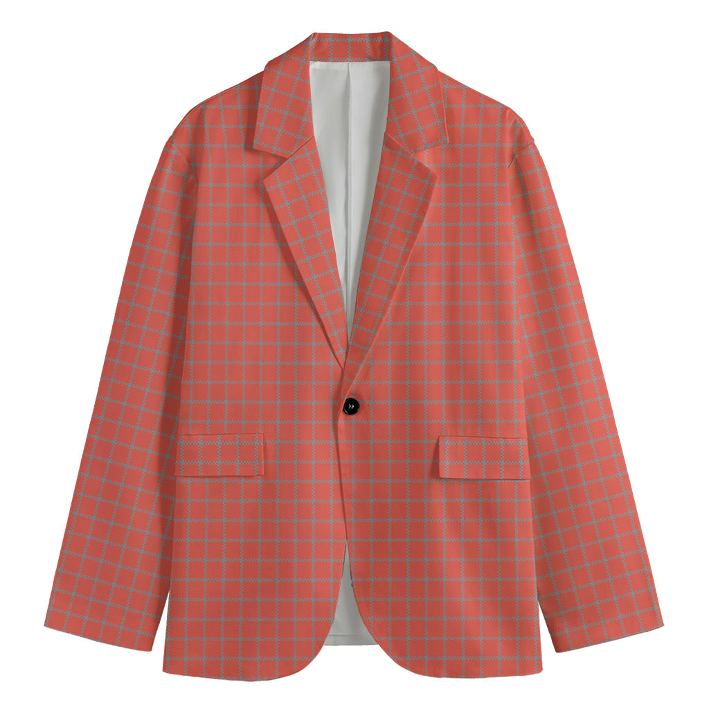 Pastel Red And Grey Tattersall Print Men's Blazer