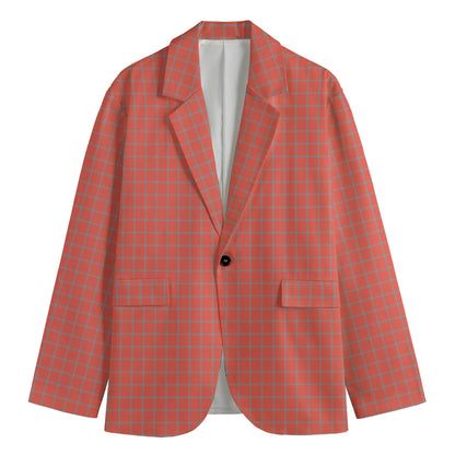 Pastel Red And Grey Tattersall Print Men's Blazer