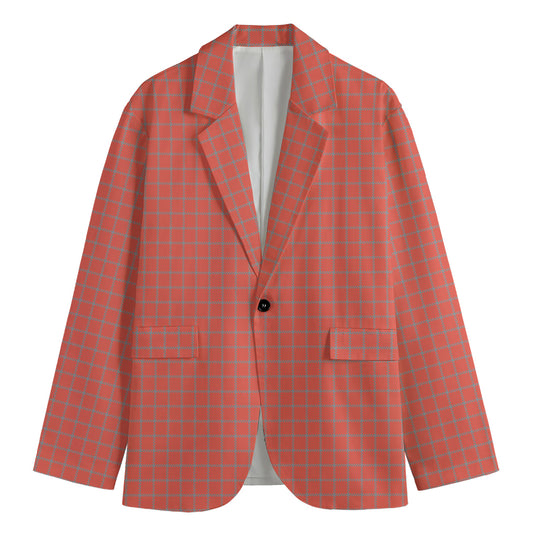Pastel Red And Grey Tattersall Print Men's Blazer