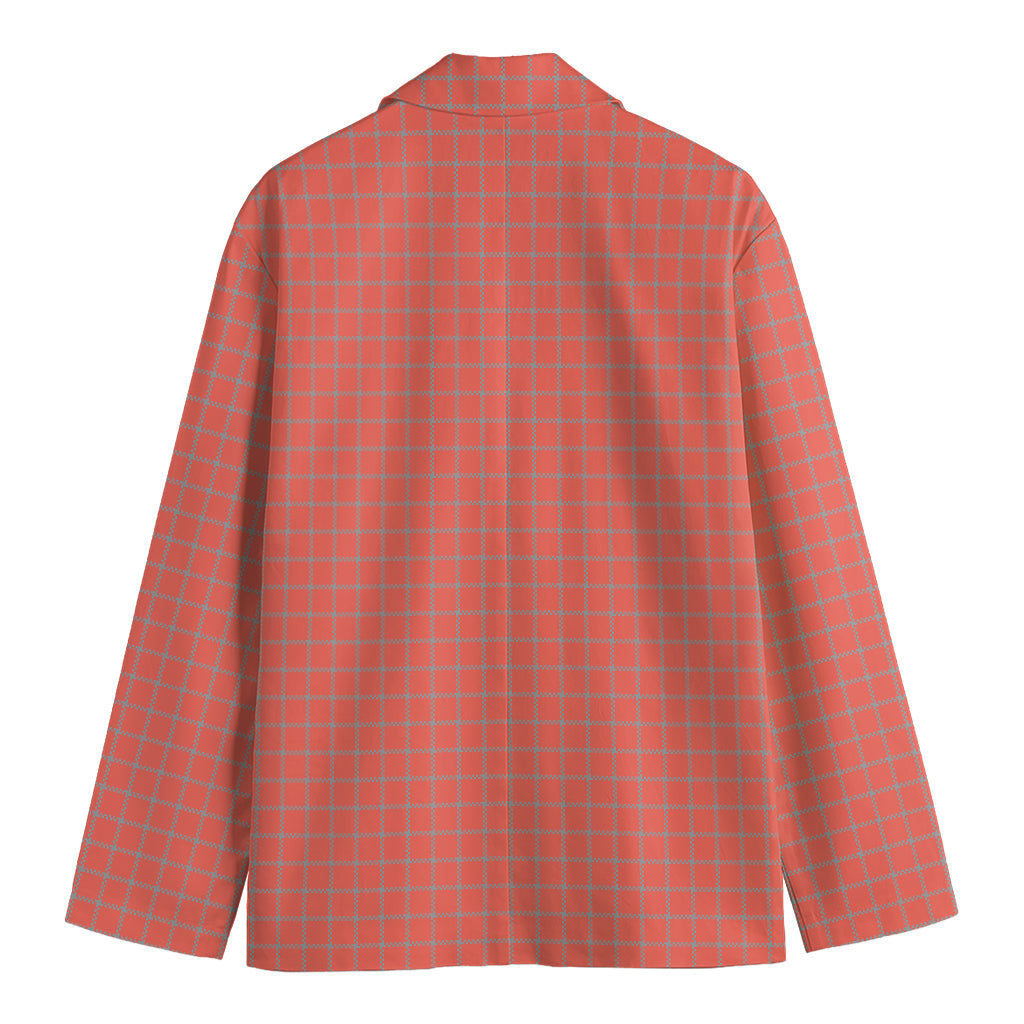 Pastel Red And Grey Tattersall Print Men's Blazer