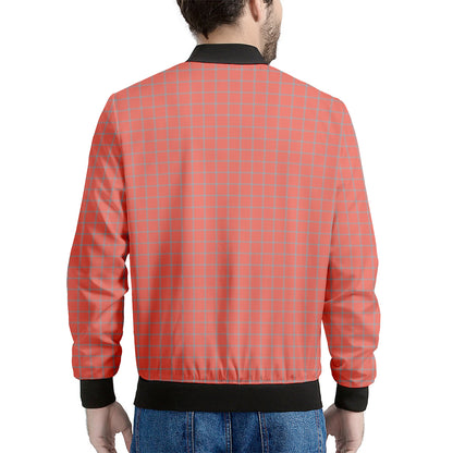 Pastel Red And Grey Tattersall Print Men's Bomber Jacket