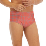 Pastel Red And Grey Tattersall Print Men's Briefs