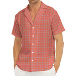 Pastel Red And Grey Tattersall Print Men's Deep V-Neck Shirt