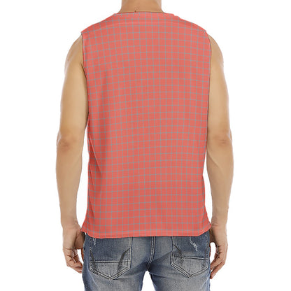 Pastel Red And Grey Tattersall Print Men's Fitness Tank Top