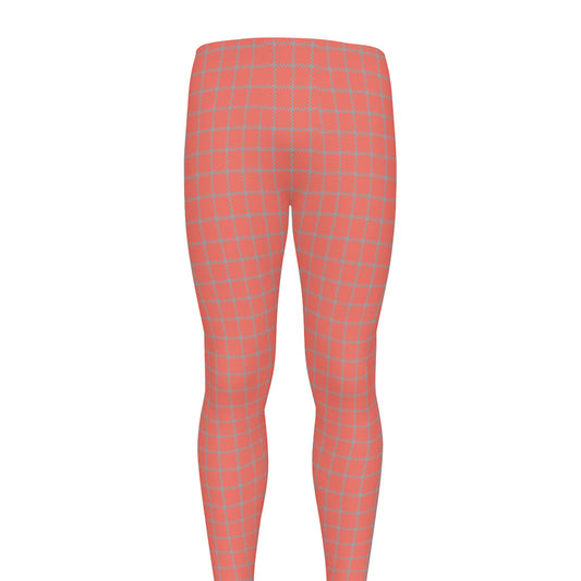 Pastel Red And Grey Tattersall Print Men's leggings