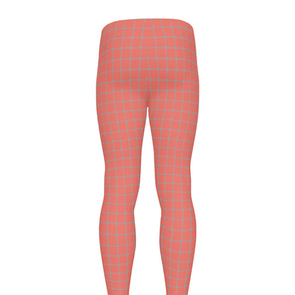 Pastel Red And Grey Tattersall Print Men's leggings