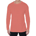 Pastel Red And Grey Tattersall Print Men's Long Sleeve T-Shirt