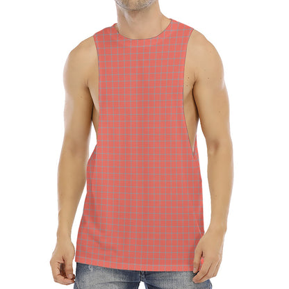 Pastel Red And Grey Tattersall Print Men's Muscle Tank Top