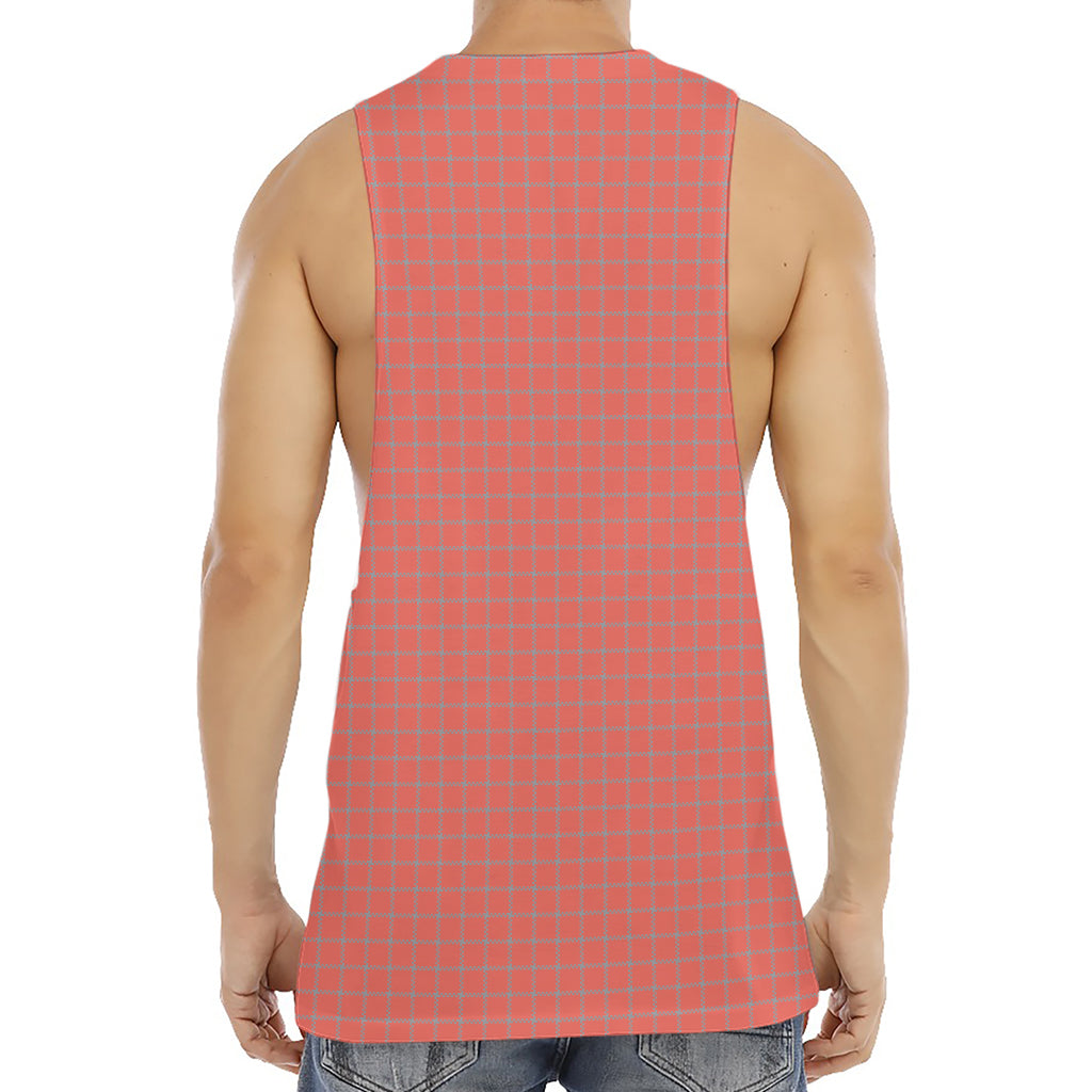 Pastel Red And Grey Tattersall Print Men's Muscle Tank Top