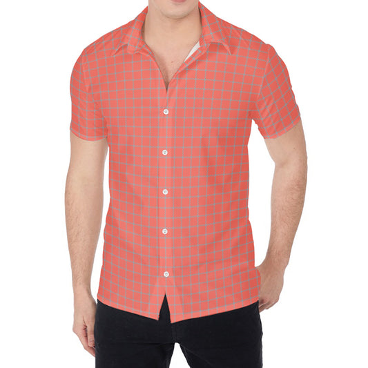 Pastel Red And Grey Tattersall Print Men's Shirt